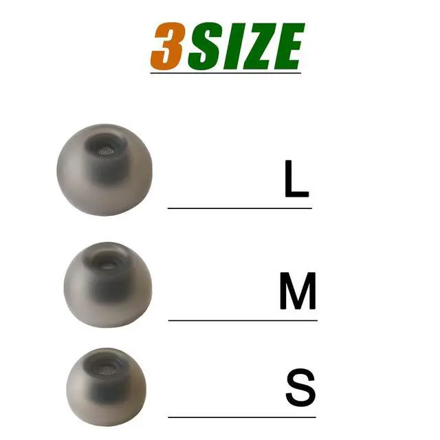 Alt view image 4 of 5 - Replacement Earbuds Tips for Samsung Galaxy Buds 2/Buds FE/Buds+ | Silicone Ear Tips for Galaxy Buds Earbuds with Filter Screen Noise Isolation, Comfort Fit, 6 Pairs L/M/S, Black