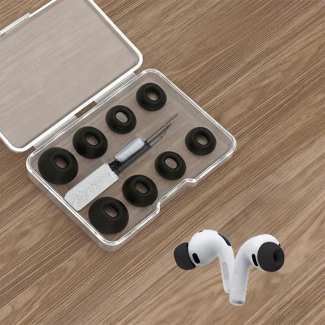 Main image of Memory Foam Tips for AirPods Pro 3, Anti-Slip Replacement Ear Tips | Silicon Earbuds Tips with Cleaning Kit,Fit in The Charging Case, Soft Reducing Noise Ear Tips, 4 Pairs XS,S/M/L Black