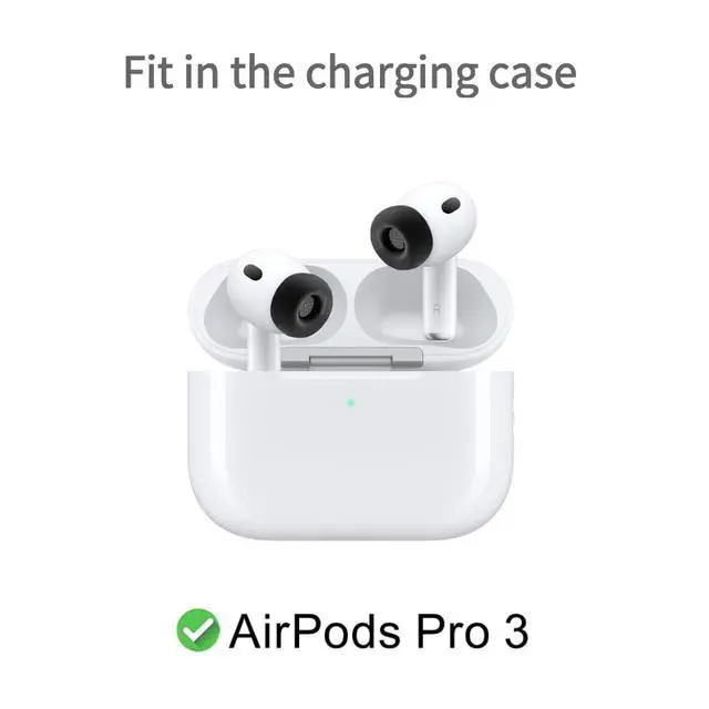 Alt view image 3 of 6 - Memory Foam Tips for AirPods Pro 3, Anti-Slip Replacement Ear Tips | Silicon Earbuds Tips with Cleaning Kit,Fit in The Charging Case, Soft Reducing Noise Ear Tips, 4 Pairs XS,S/M/L Black