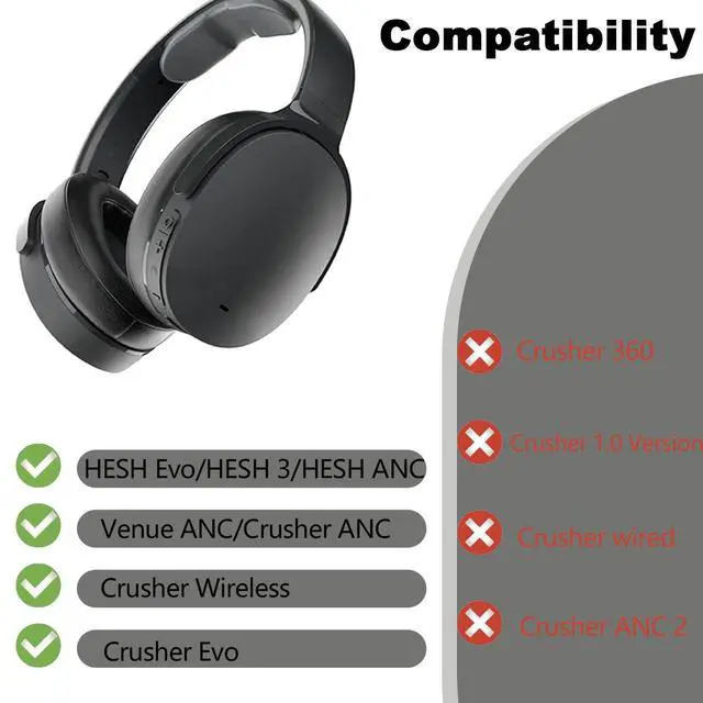 Alt view image 5 of 7 - Replacement Ear Pads for Skullcandy Hesh 3/ANC/Evo & Crusher Wireless/ANC/Evo & Venue ANC Over-Ear Headphones, Replacement Ear Pads Cushion Cover Comfortable Durable Cushion (Gel Black)