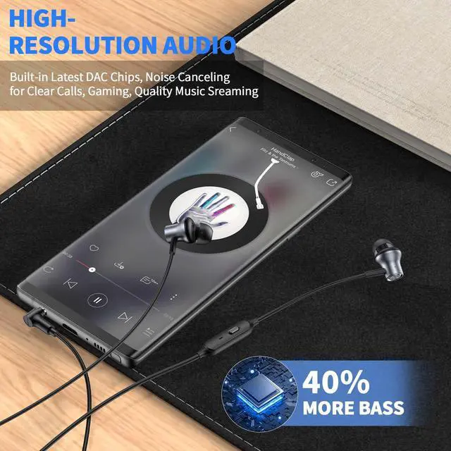 Alt view image 3 of 7 - 5.9ft Long Cord Earbuds Wired for Chromebook Laptop PC, Grey | Ear Buds Wired with 3.5mm Plug in Audio Jack Mic HiFi Stereo Wire Headphones Corded Earphones for Kindle School Class