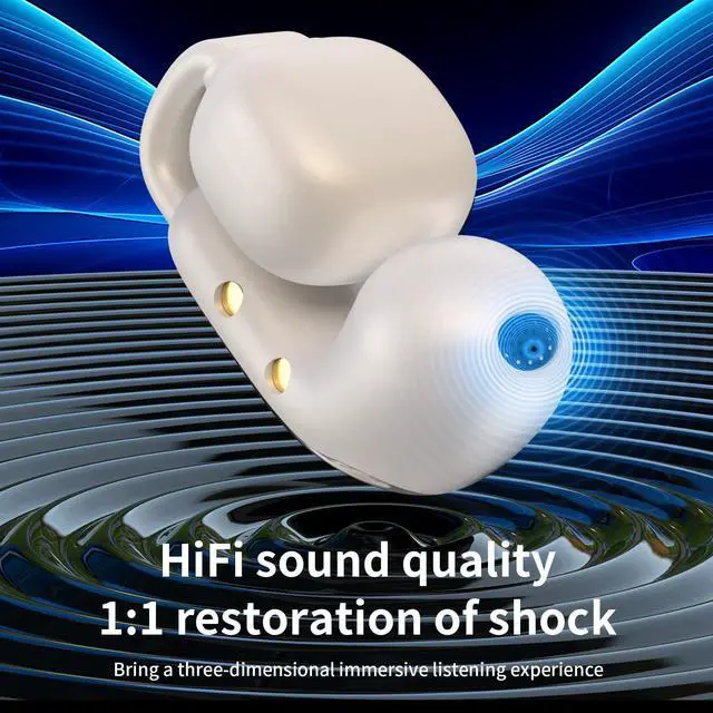 Alt view image 3 of 6 - Open Wireless Bluetooth 5.4,Clip-On Bluetooth with Earhook, IPX5 Waterproof Safe for Sports Running Cycling (Beige)