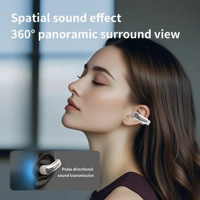 Alt view image 4 of 6 - Open Wireless Bluetooth 5.4,Clip-On Bluetooth with Earhook, IPX5 Waterproof Safe for Sports Running Cycling (Beige)