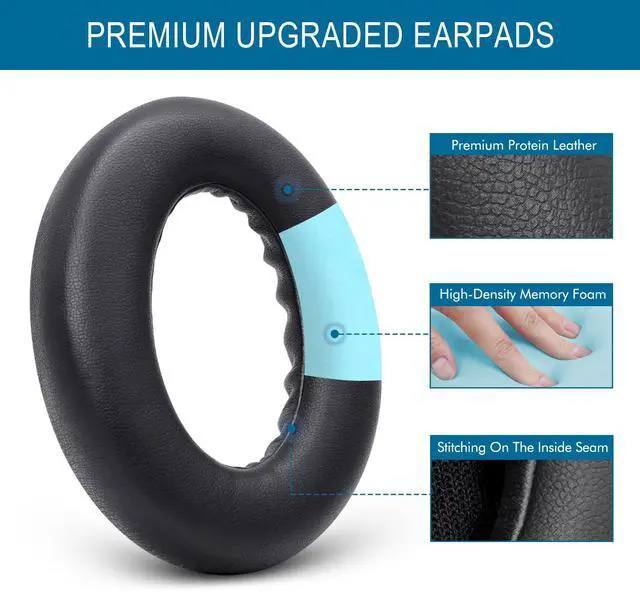 Alt view image 3 of 7 - Ear Pads for Bose QC Ultra/New QuietComfort Ultra(2nd Gen) - Black | Earpads with Softer Protein Leather, Memory Foam, Thickness