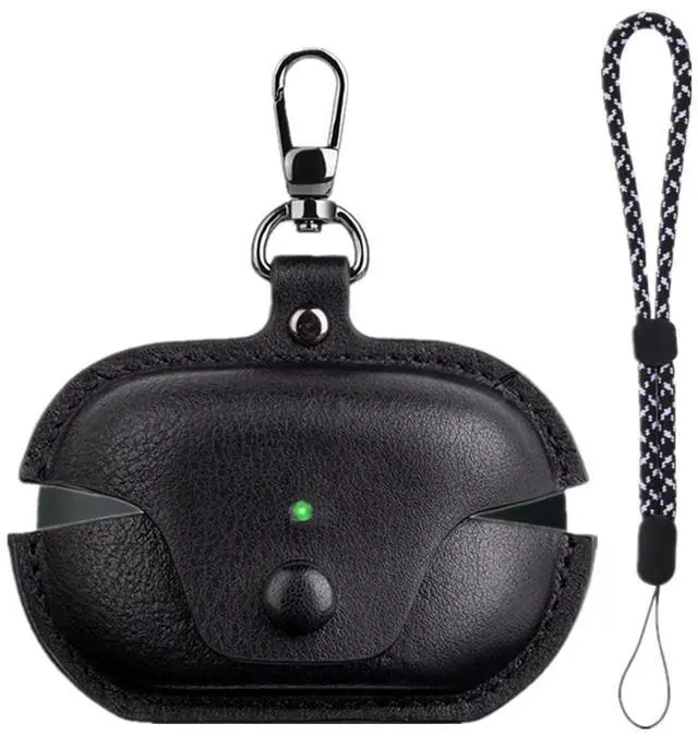 Main image of Compatible with Sony WF-1000XM5 Case Cover with Keychain Hook Lanyard,Vintage Leather Case Designed for Sony Earbuds WF1000XM5 Case Cover (2023) for Women Men (Black)