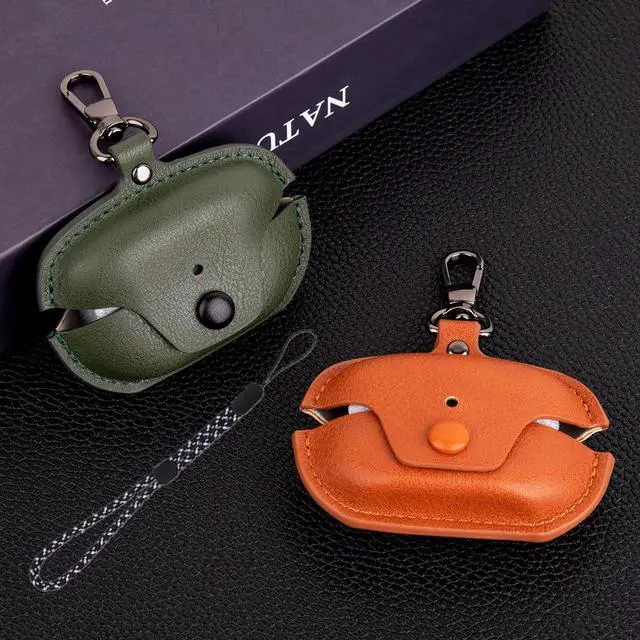 Alt view image 5 of 7 - Compatible with Sony WF-1000XM5 Case Cover with Keychain Hook Lanyard,Vintage Leather Case Designed for Sony Earbuds WF1000XM5 Case Cover (2023) for Women Men (Green)