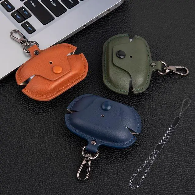 Alt view image 7 of 7 - Compatible with Sony WF-1000XM5 Case Cover with Keychain Hook Lanyard,Vintage Leather Case Designed for Sony Earbuds WF1000XM5 Case Cover (2023) for Women Men (Green)