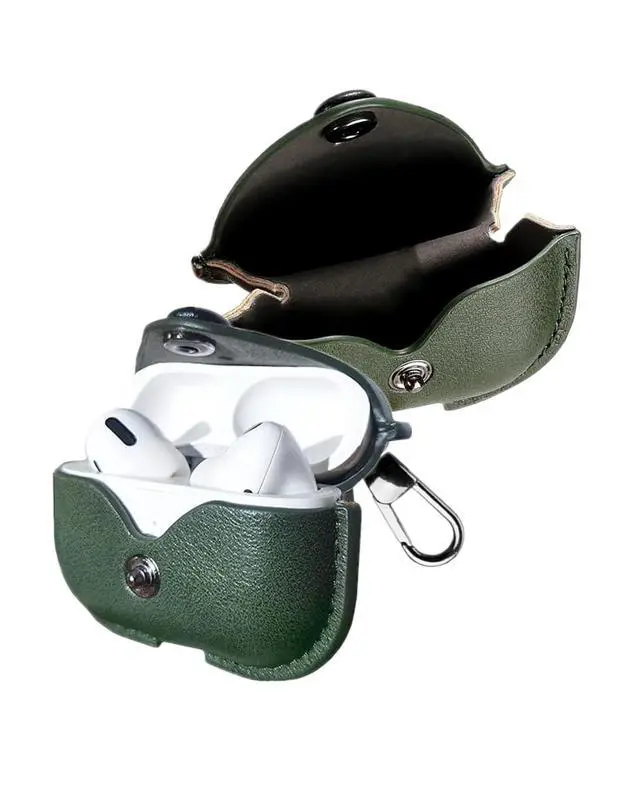 Alt view image 2 of 7 - Leather Case for AirPods Pro3, for AirPod Pro 3th Generation Case Cover Retro Leather with Keychain Compatible with Apple AirPod Pro 3 Gen Charging Case 2025 (Green)