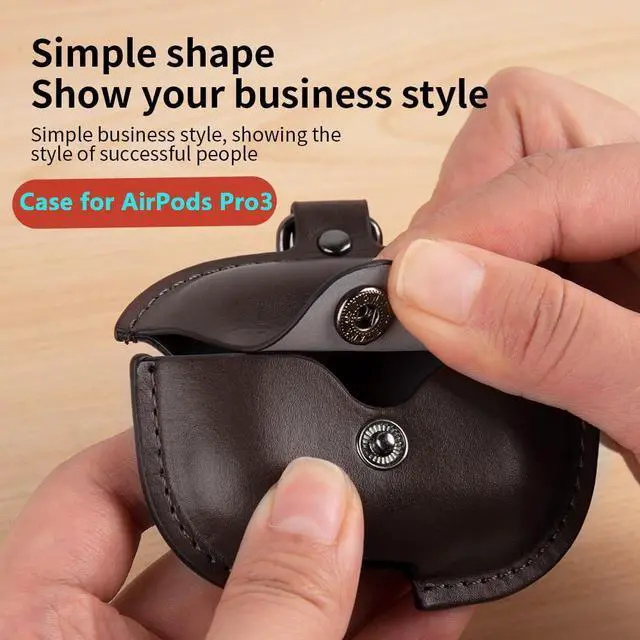 Alt view image 4 of 7 - Leather Case for AirPods Pro3, for AirPod Pro 3th Generation Case Cover Retro Leather with Keychain Compatible with Apple AirPod Pro 3 Gen Charging Case 2025 (Green)