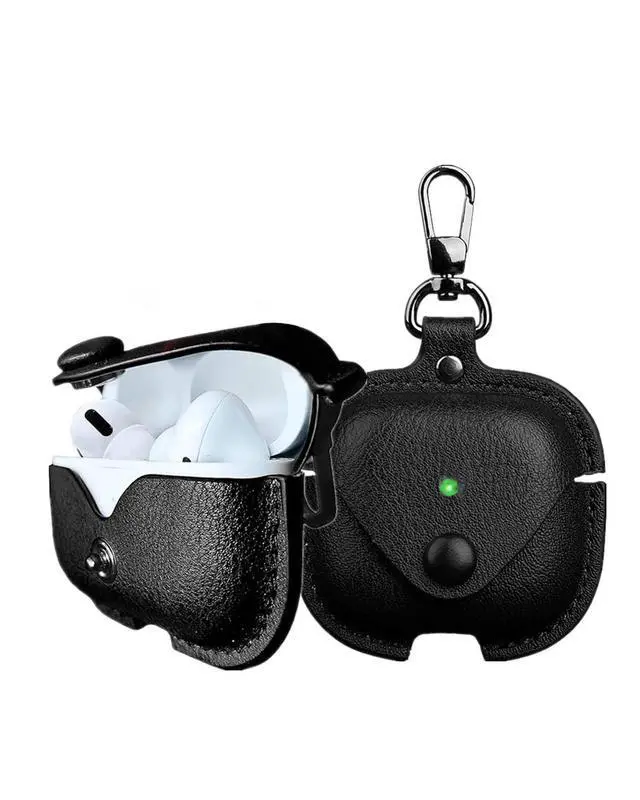 Alt view image 2 of 7 - Leather Case for AirPods Pro3, for AirPod Pro 3th Generation Case Cover Retro Leather with Keychain Compatible with Apple AirPod Pro 3 Gen Charging Case 2025 (Black)