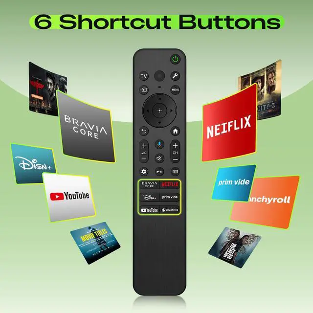 Alt view image 5 of 6 - Voice Remote for Sony-TV-Remote, Replacement for All Sony Remote Control for Bravia Smart TV with Voice Function, for Bravia 4K 8K UHD LCD HD LED OLED Series TVs with 6 Shortcut Buttons