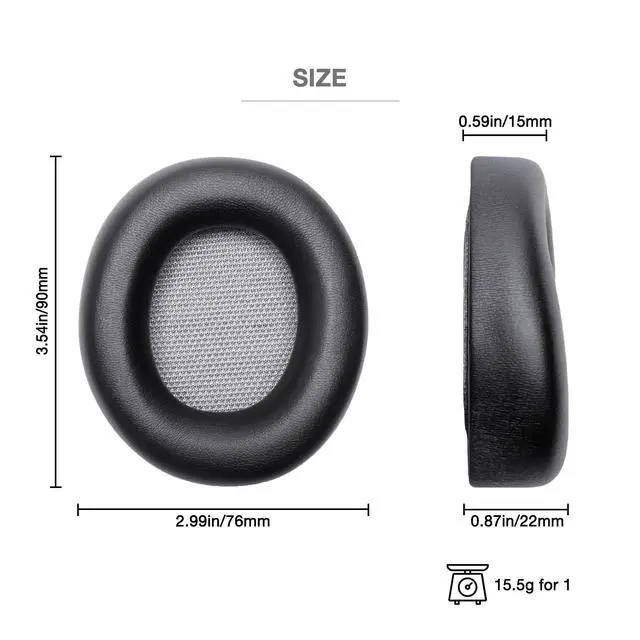 Alt view image 3 of 6 - Replacement Lagoon Ear Pads with Click-on Design, Compatible with Beyerdynamic Lagoon ANC Headphone, Protein Leather & Slow Rebound Memory Foam for Premium Comfort (Black)