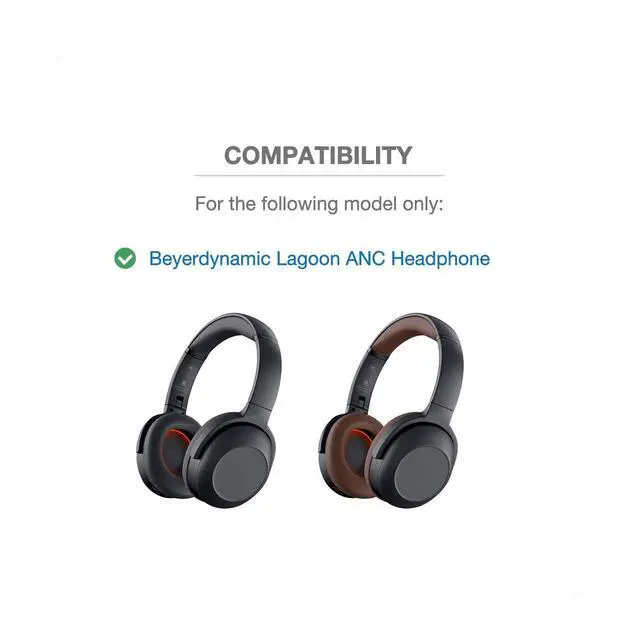 Alt view image 4 of 6 - Replacement Lagoon Ear Pads with Click-on Design, Compatible with Beyerdynamic Lagoon ANC Headphone, Protein Leather & Slow Rebound Memory Foam for Premium Comfort (Black)