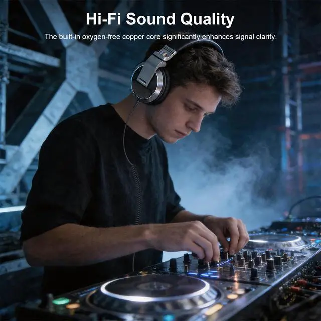 Alt view image 5 of 7 - Replacement HDJ-CUE1 Audio Cable Coiled Cord Compatible with Pioneer DJ HDJ-CUE1, HDJ-X5, HDJ-X7, HDJ-S7 Headphones with 6.35mm Adapter