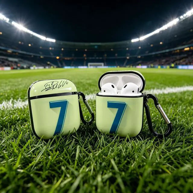 Alt view image 4 of 5 - No.7 Jersey Bluetooth Headphone Protective Case,Compatible with Apple AirPods 2nd and 1st Generation (Black, ReaI Madrid)