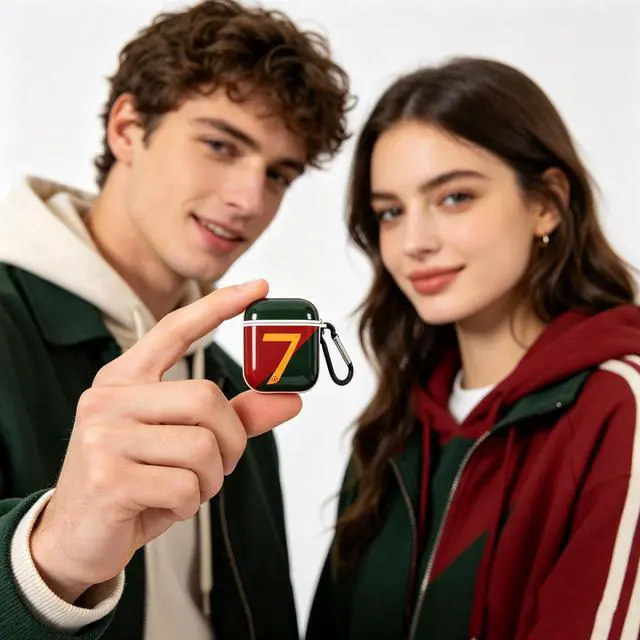 Alt view image 5 of 5 - No.7 Jersey Bluetooth Headphone Protective Case,Compatible with Apple AirPods 2nd and 1st Generation (White, Portugal)