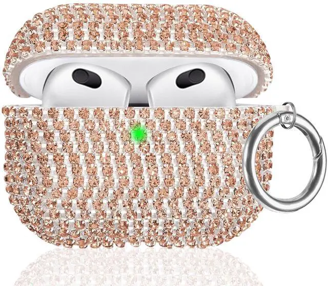Main image of Bling Case Compatible with AirPods 3rd Generation (2021), Sparkling Diamond Case for AirPods 3 Case Bling Rhinestones for Women, Shockproof Protective Cute Cover with Keychain (Gold)