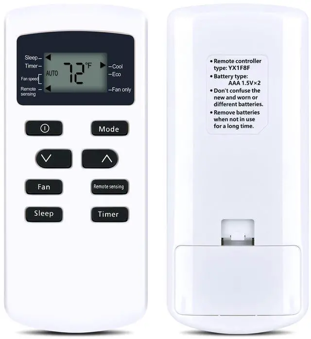 Main image of Remote Replacement for Frigidaire AC Air Conditioner | Compatible Models: YX1F8F YX1F9F 5304515943 66129926904 66129926905, Display, LED Screen