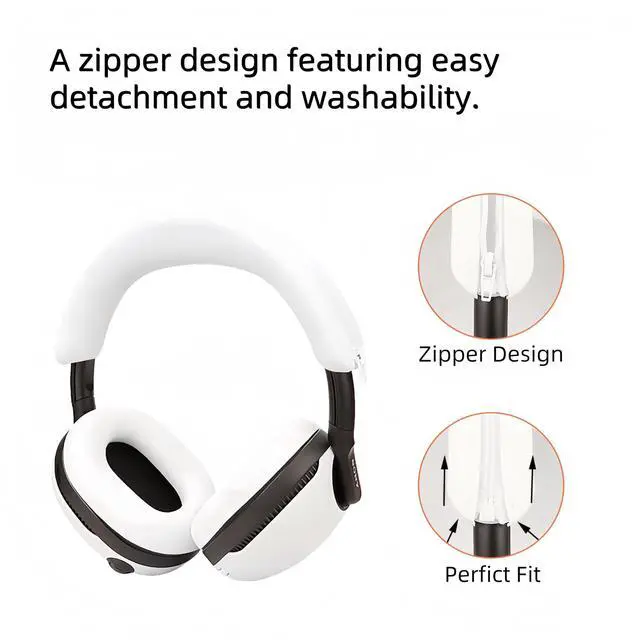 Alt view image 3 of 6 - Silicone Headphone Headband Cover Compatible with Sony INZONE H7/H9 Headsets, Zipper Headphone Headband Protector (Black)