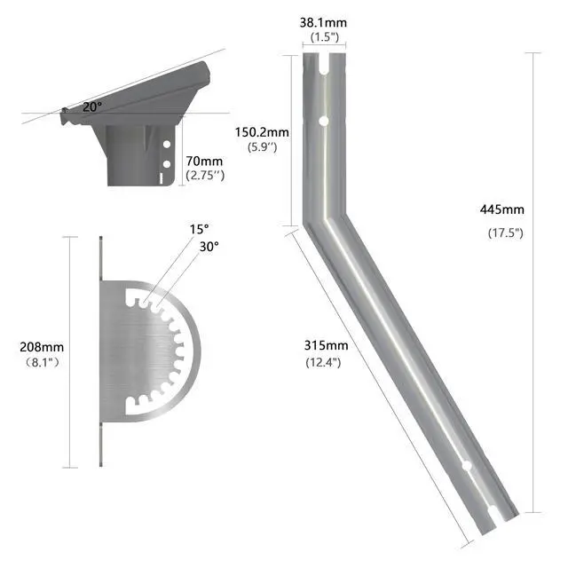 Alt view image 3 of 6 - Starlink Standard 4/4X Wall J Mount Pivot Include Pipe Adapter Gen 3/V4 | Stainless Steel