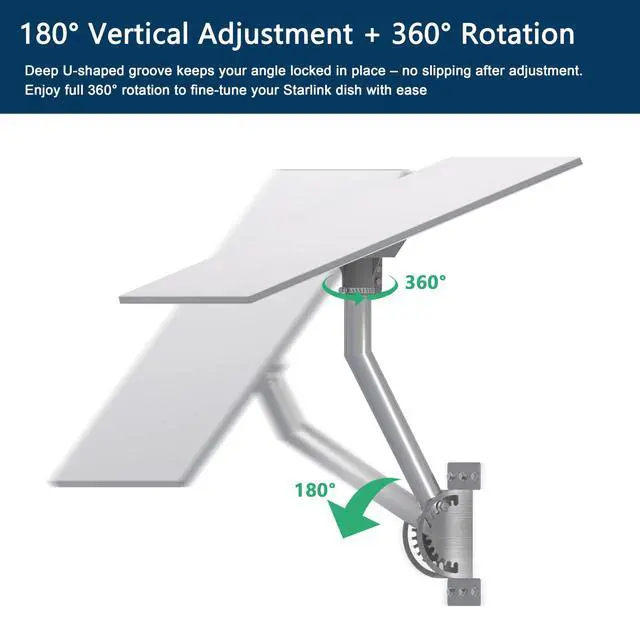 Alt view image 5 of 6 - Starlink Standard 4/4X Wall J Mount Pivot Include Pipe Adapter Gen 3/V4 | Stainless Steel