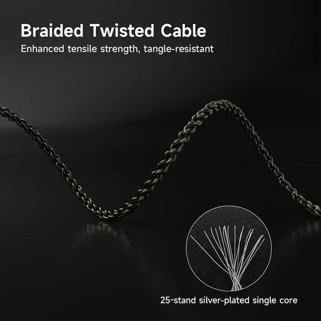 Alt view image 3 of 7 - SC100 OFC Silver-Plated Upgrade Headphone Cable, Black | 4N MMCX Replacement Earphone Cable, 3.5mm Audio Jack for Musician Audiophile