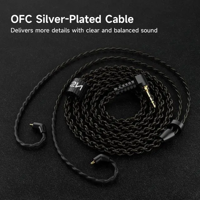 Alt view image 2 of 7 - SC100 OFC Silver-Plated Upgrade Headphone Cable, Black | 4N MMCX Replacement Earphone Cable, 3.5mm Audio Jack for Musician Audiophile