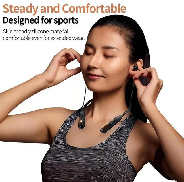 Alt view image 7 of 7 - 80Hrs Extra Long Playtime Neckband Wireless Earphones Headphones, V5.3 Headphones Stereo Bass in-Ear Headsets with Mic, Waterproof Earphones, Neckband Earbuds for Sport, Business (Black)