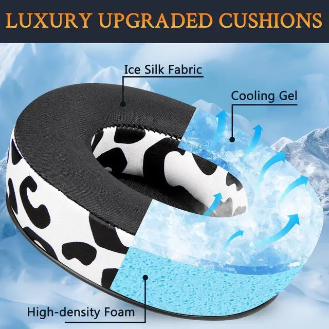 Alt view image 4 of 6 - Cooling Gel Earpads Replacement for JBL Synchros E50 E50BT S500 S700 Wireless Headphones, Ear Pads Cushions with Noise Isolation Foam - Snow Leopard