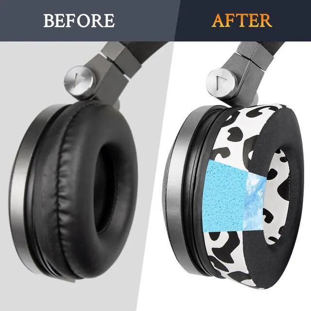Alt view image 5 of 6 - Cooling Gel Earpads Replacement for JBL Synchros E50 E50BT S500 S700 Wireless Headphones, Ear Pads Cushions with Noise Isolation Foam - Snow Leopard