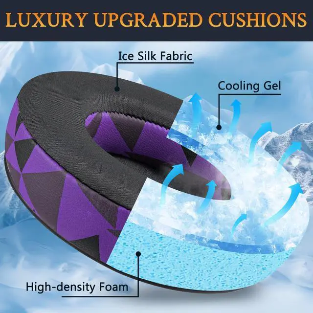 Alt view image 3 of 5 - Cooling Gel Earpads Replacement for JBL Synchros E50 E50BT S500 S700 Wireless Headphones, Ear Pads Cushions with Noise Isolation Foam - Purple Black