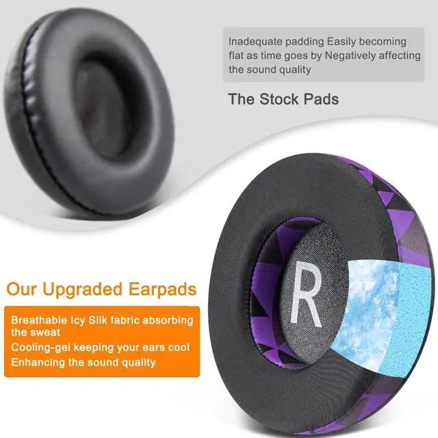 Alt view image 4 of 5 - Cooling Gel Earpads Replacement for JBL Synchros E50 E50BT S500 S700 Wireless Headphones, Ear Pads Cushions with Noise Isolation Foam - Purple Black