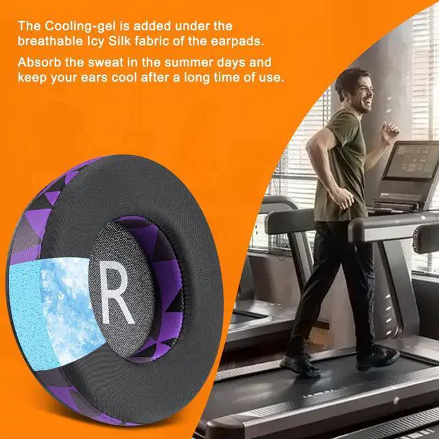 Alt view image 5 of 5 - Cooling Gel Earpads Replacement for JBL Synchros E50 E50BT S500 S700 Wireless Headphones, Ear Pads Cushions with Noise Isolation Foam - Purple Black