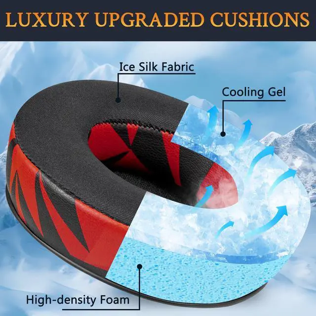 Alt view image 4 of 6 - Cooling Gel Earpads Replacement for JBL Synchros E50 E50BT S500 S700 Wireless Headphones, Ear Pads Cushions with Noise Isolation Foam - Red Storm