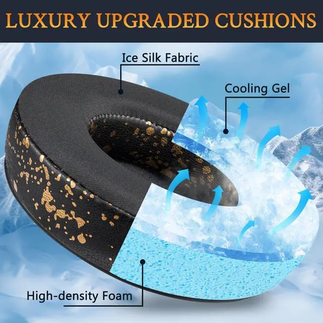 Alt view image 3 of 5 - Cooling Gel Earpads Replacement for JBL Synchros E50 E50BT S500 S700 Wireless Headphones, Ear Pads Cushions with Noise Isolation Foam - Black Gold