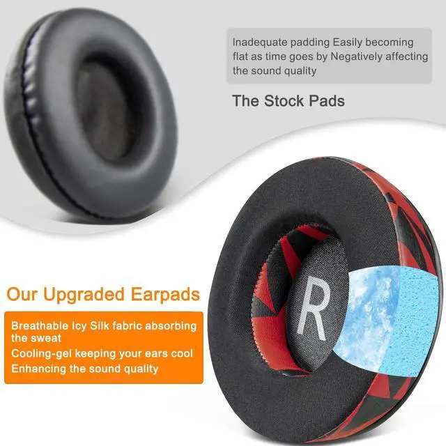 Alt view image 6 of 6 - Cooling Gel Earpads Replacement for JBL Synchros E50 E50BT S500 S700 Wireless Headphones, Ear Pads Cushions with Noise Isolation Foam - Red Storm