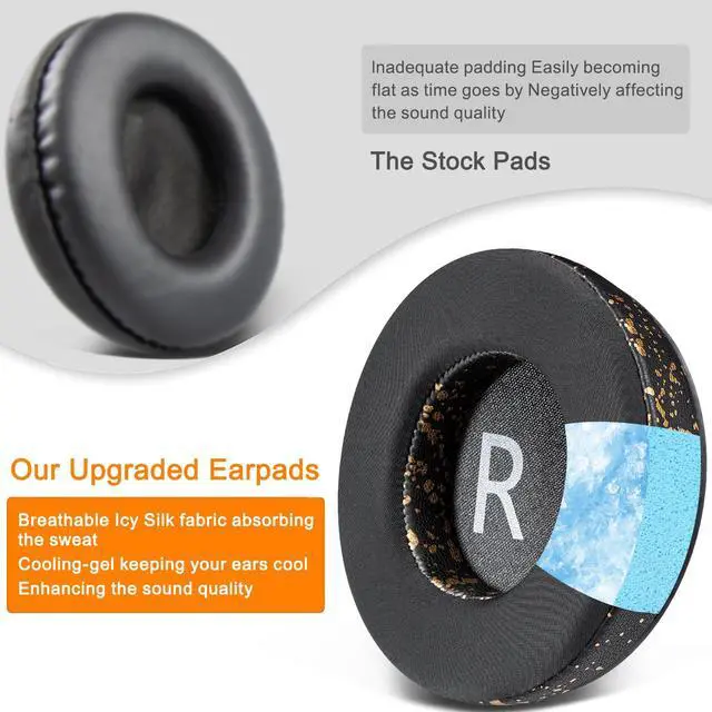 Alt view image 4 of 5 - Cooling Gel Earpads Replacement for JBL Synchros E50 E50BT S500 S700 Wireless Headphones, Ear Pads Cushions with Noise Isolation Foam - Black Gold