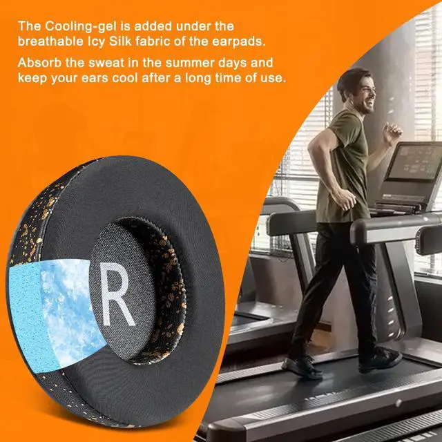 Alt view image 5 of 5 - Cooling Gel Earpads Replacement for JBL Synchros E50 E50BT S500 S700 Wireless Headphones, Ear Pads Cushions with Noise Isolation Foam - Black Gold