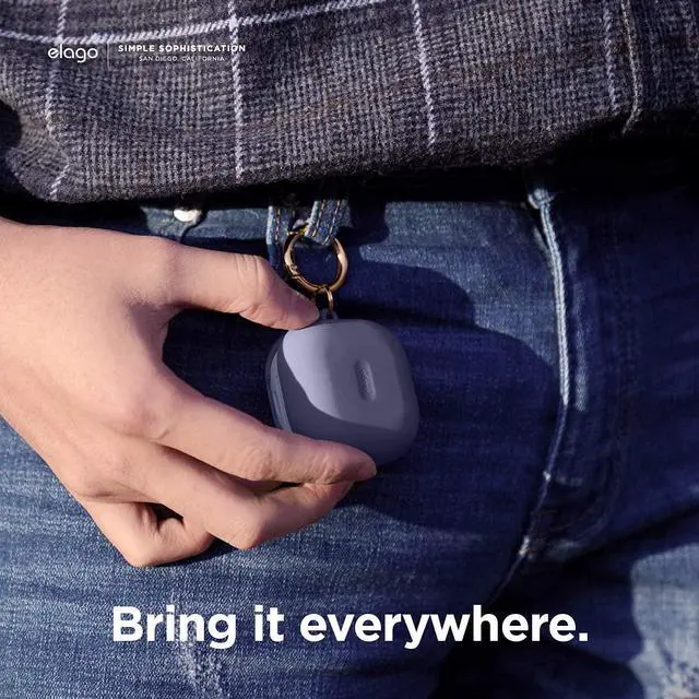 Alt view image 3 of 6 - Silicone Hang Case for Galaxy Buds FE, 2 Pro, 2, Pro, Live | (2023) (2022) (2021) (Lavender Grey)