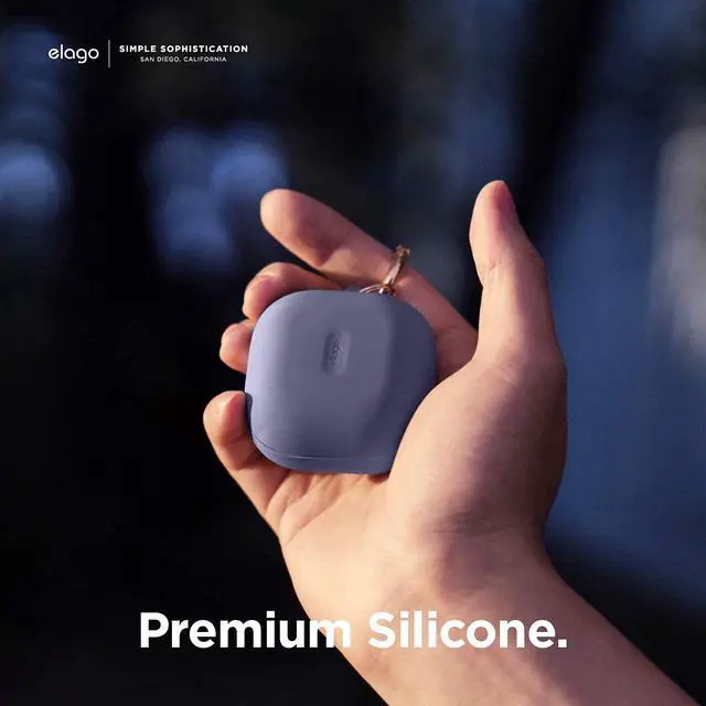 Alt view image 4 of 6 - Silicone Hang Case for Galaxy Buds FE, 2 Pro, 2, Pro, Live | (2023) (2022) (2021) (Lavender Grey)