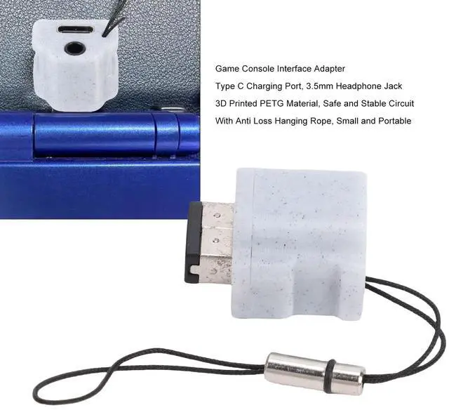 Alt view image 7 of 7 - GBA SP to USB C Adapter, Ensuring Seamless Compatibility Petg Material GBA SP Charger with 3.5mm Headphone Jack Anti Loss Rope Charging Adapter Fit for GBASP Game Consoles (Grey)