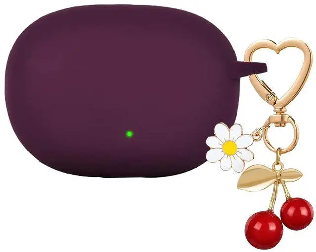 Main image of for Beats Studio Buds Case/Studio Buds Plus Case Cover,Soft Silicone Cover Protective with Cute Cherry Daisy Flower Charm Keychain for Beats Studio Buds+ Charging Case Dark Purple