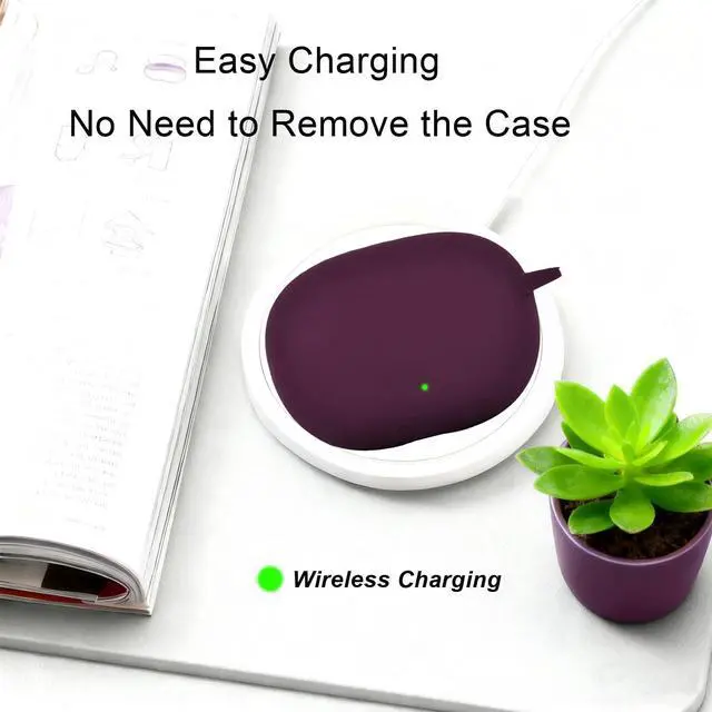Alt view image 6 of 6 - for Beats Studio Buds Case/Studio Buds Plus Case Cover,Soft Silicone Cover Protective with Cute Cherry Daisy Flower Charm Keychain for Beats Studio Buds+ Charging Case Dark Purple