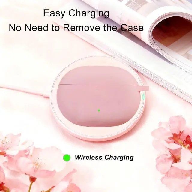 Alt view image 6 of 6 - for Beats Studio Buds Case/Studio Buds Plus Case Cover,Soft Silicone Cover Protective Case with Cute Cherry Daisy Flower Charm Keychain for Beats Studio Buds+ Earbuds Charging Case Pink