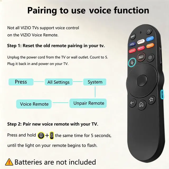 Alt view image 5 of 7 - Replacement Compatible with VIZIO-Smart-TV-Remote - XRT270 Voice Control Compatible with Vizio FHD 4K Quantum D/P/M/V-Series Smart TV