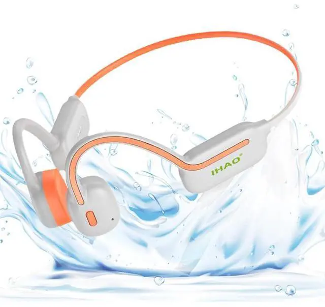 Main image of Swimming Headphones True Bone Conduction Open Ear Headset MP3 Player Built-in 32G Memory IP68 Underwater Waterproof Stereo Bluetooth Earphone for Driving Bicycling Running Skiing-Orange