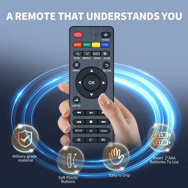 Alt view image 7 of 7 - Replacement Remote Control for JLZNLC 4K Ultra HD Media Player A5, for Micca 4K Ultra-HD Digital Media Player