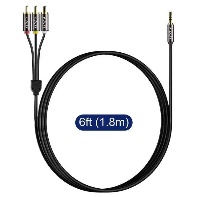 Alt view image 6 of 6 - 3.5mm to RCA AV Cable, Gold Plated Copper Shell Heavy Duty 3.5mm 1/8 inch Male TRRS to 3 RCA Male Plug Stereo Audio Video AUX Cable for Tablet, Speaker, Home Theater, 6 Feet