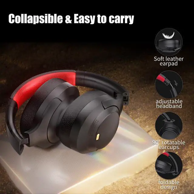 Alt view image 6 of 6 - Active Noise Cancelling Headphones,Wireless Over Ear ANC Headphones with Microphone,Bluetooth 5.4,120H Play Time,HiFi Stereo Bluetooth Headset,for Home,Travel,Office