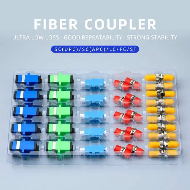 Alt view image 2 of 7 - 50Pcs/ Lots Fiber Optic Coupler Kit with SC/UPC,SC/APC,FC,LC,ST Five Types of Adapters for Cable Connection